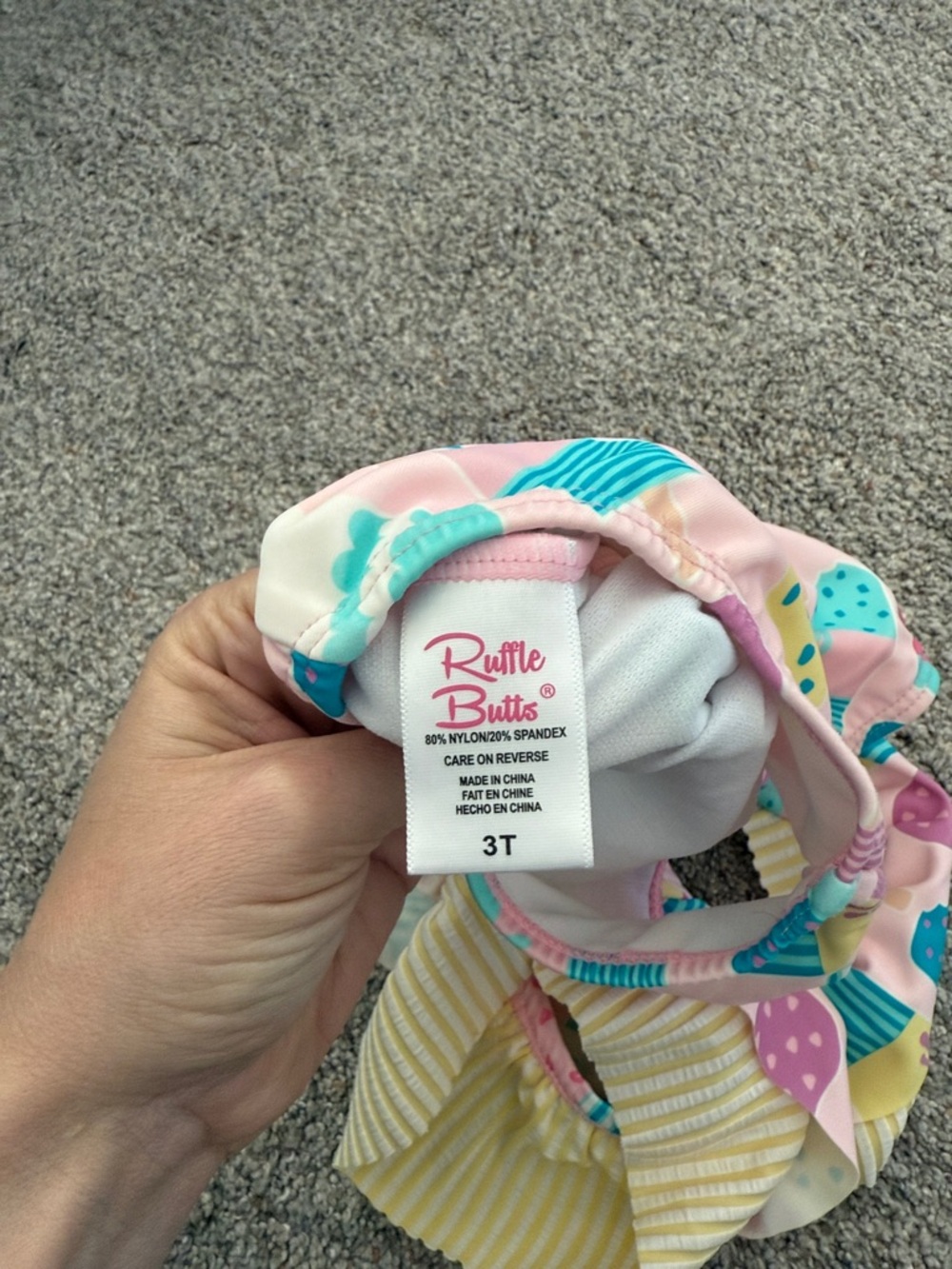 Rufflebutts Ice Cream Social Bow V-Back One Piece Swimsuit 3T - Picture 7 of 8